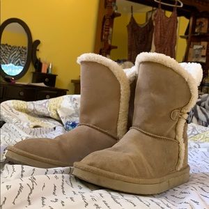 Beige American Eagle Calf High Boots